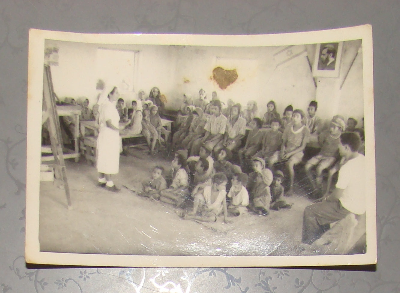 Photo Jewish judaica early israel yemenite jews children school hebrew Herzl