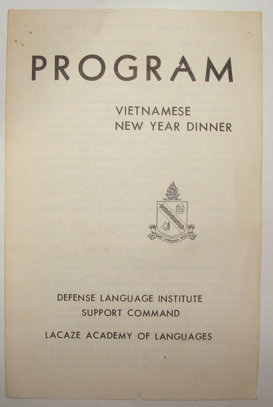 1967 Defense Language Institute Lacaze Program Vietnamese Dinner Army Military