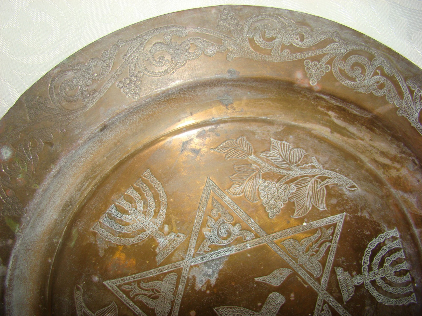 Jewish Judaica Antique VTG Rabbi Morocco Moroccan Sephardi Amulet Plate Brass