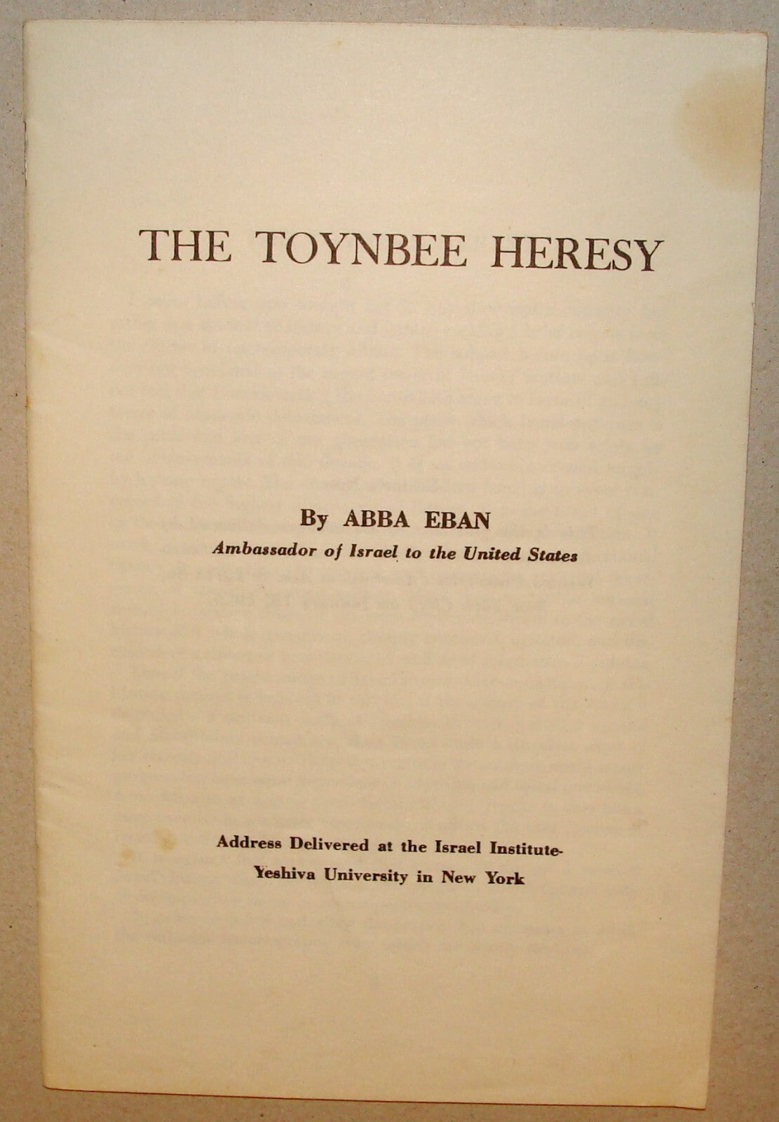 Ad Jewish 1955 Israel Israeli USA Ambassador Abba Eban Address Tonybee Heresy