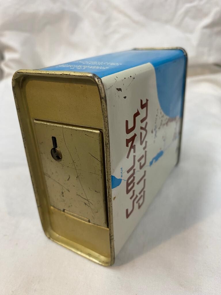Jewish National Fund Judaica Vintage Israel Israeli 1950s Blue Charity Box Map
