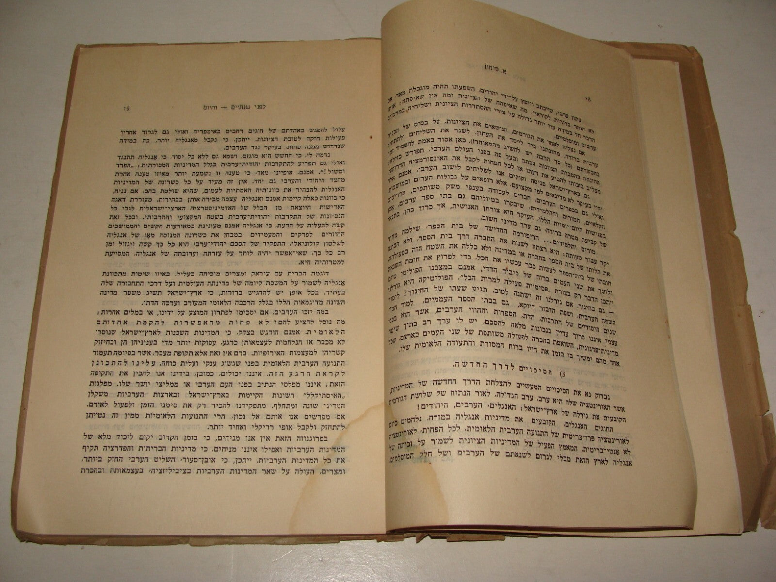 Book Jewish Hebrew 1939 Palestine Israel Zionist Arab Problems British Mandate