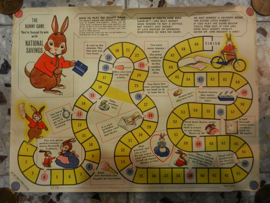 vintage the bunny game national savings comittee poster advertising britain #