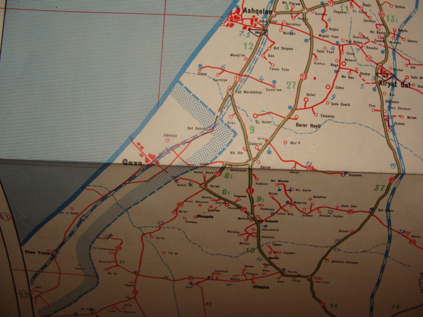 Jewish Judaica Israel 1965 Pre Six Day War Road Map PAZ Oil Gas Company
