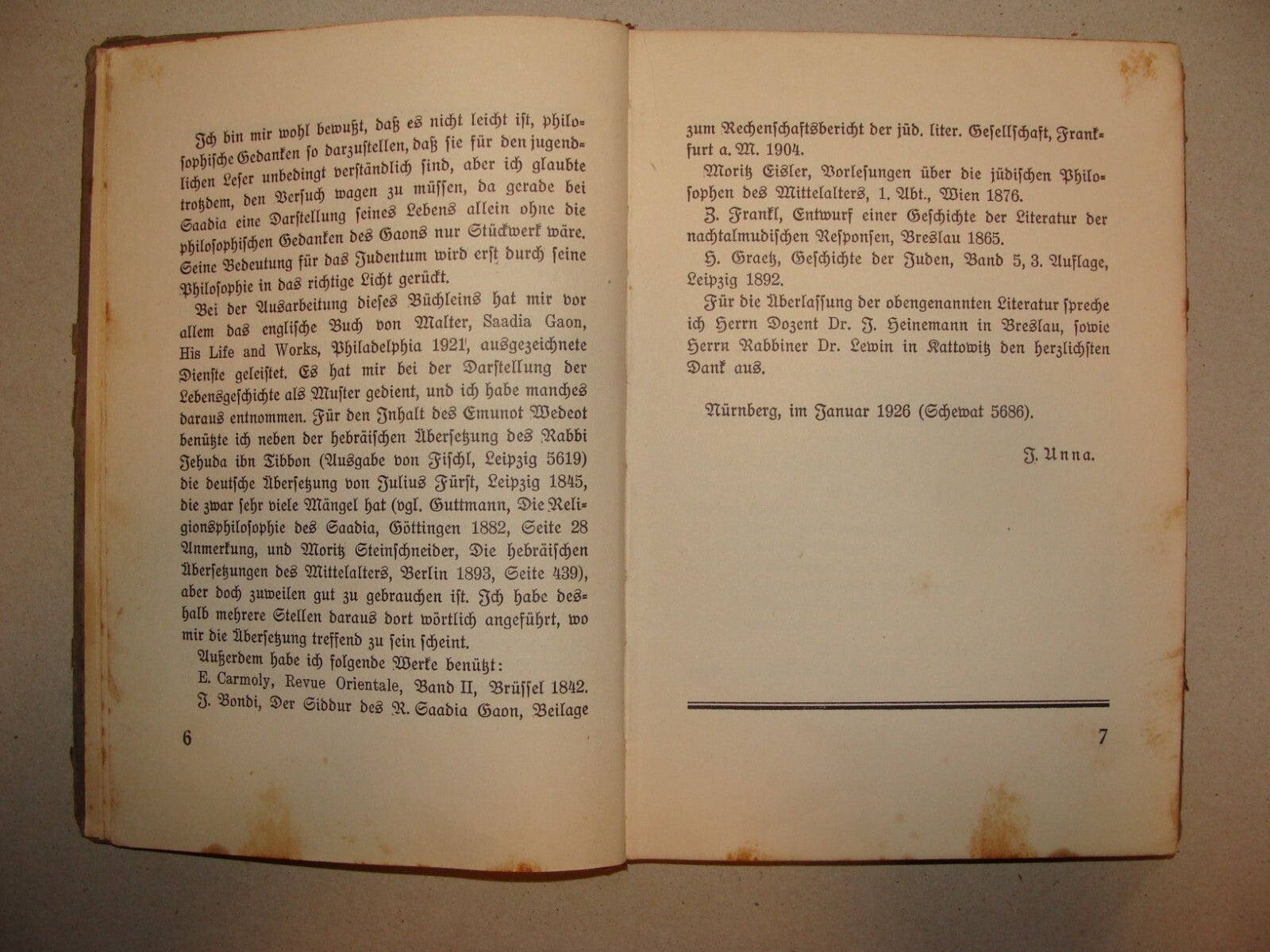 Germany Book Jewish Judaica Rabbi Saadia Gaon History Babylon Iraq Baghdad 1926