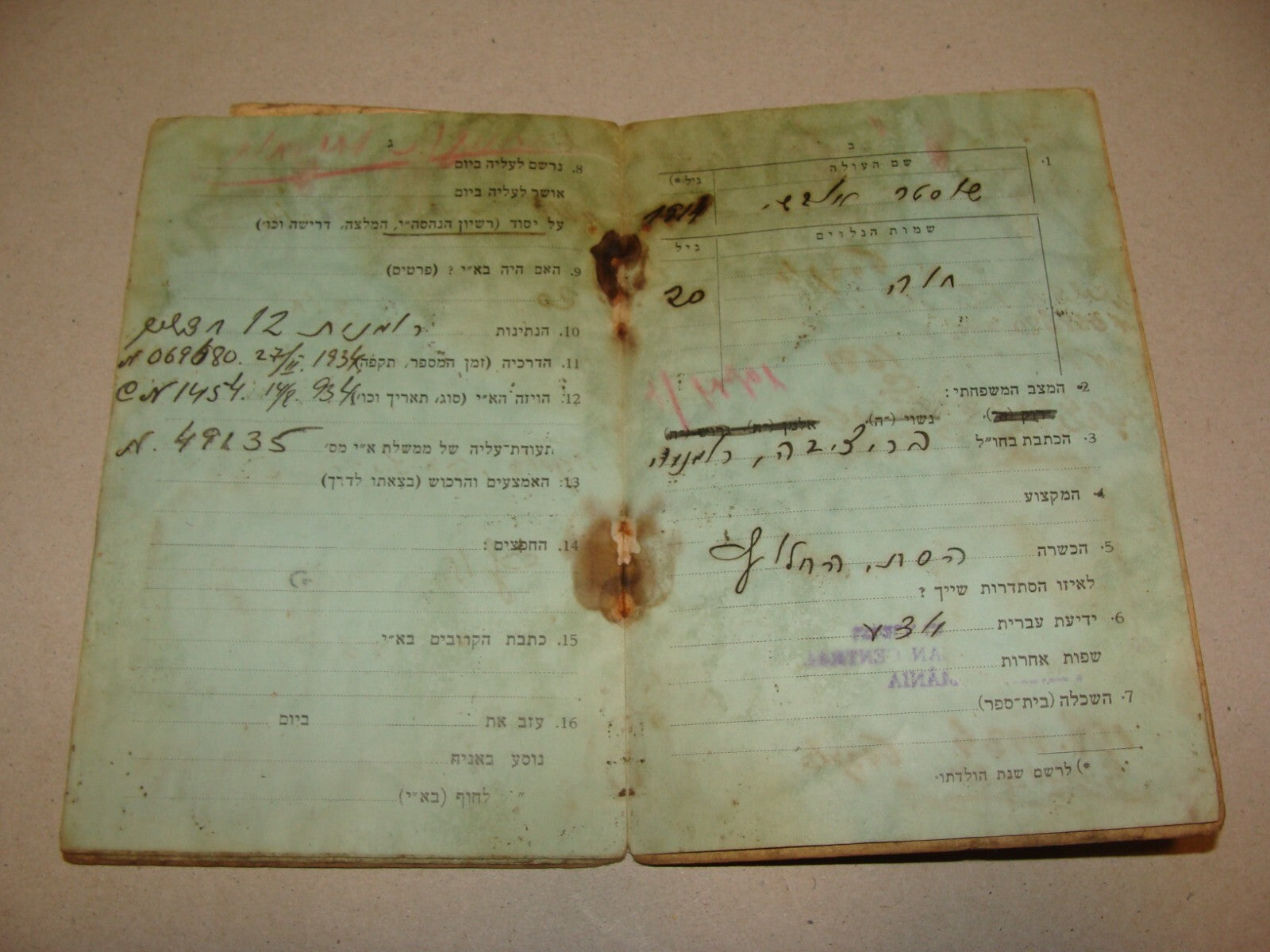 1933 Jewish Agency For Palestine Israel Zionist Immigrant Certificate Bucharest