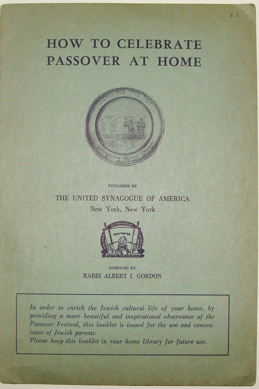 $ American Judaica Jewish 1950s HOW TO CELEBRATE PASSOVER AT HOME Rabbi Gordon