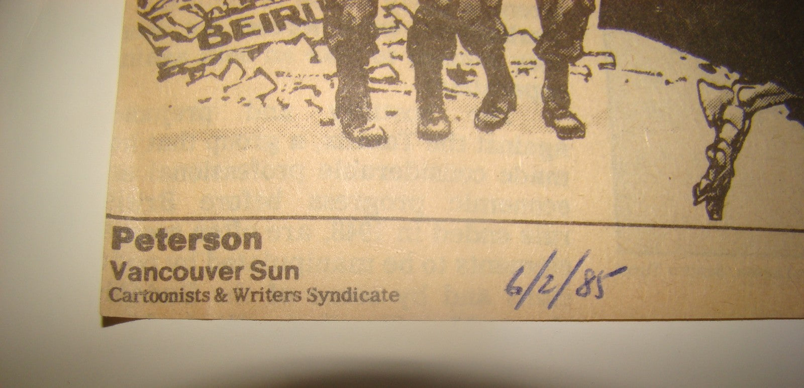 Newspaper Israel Roy Peterson Canada Caricaturist 1985 Lebanon Beirut War