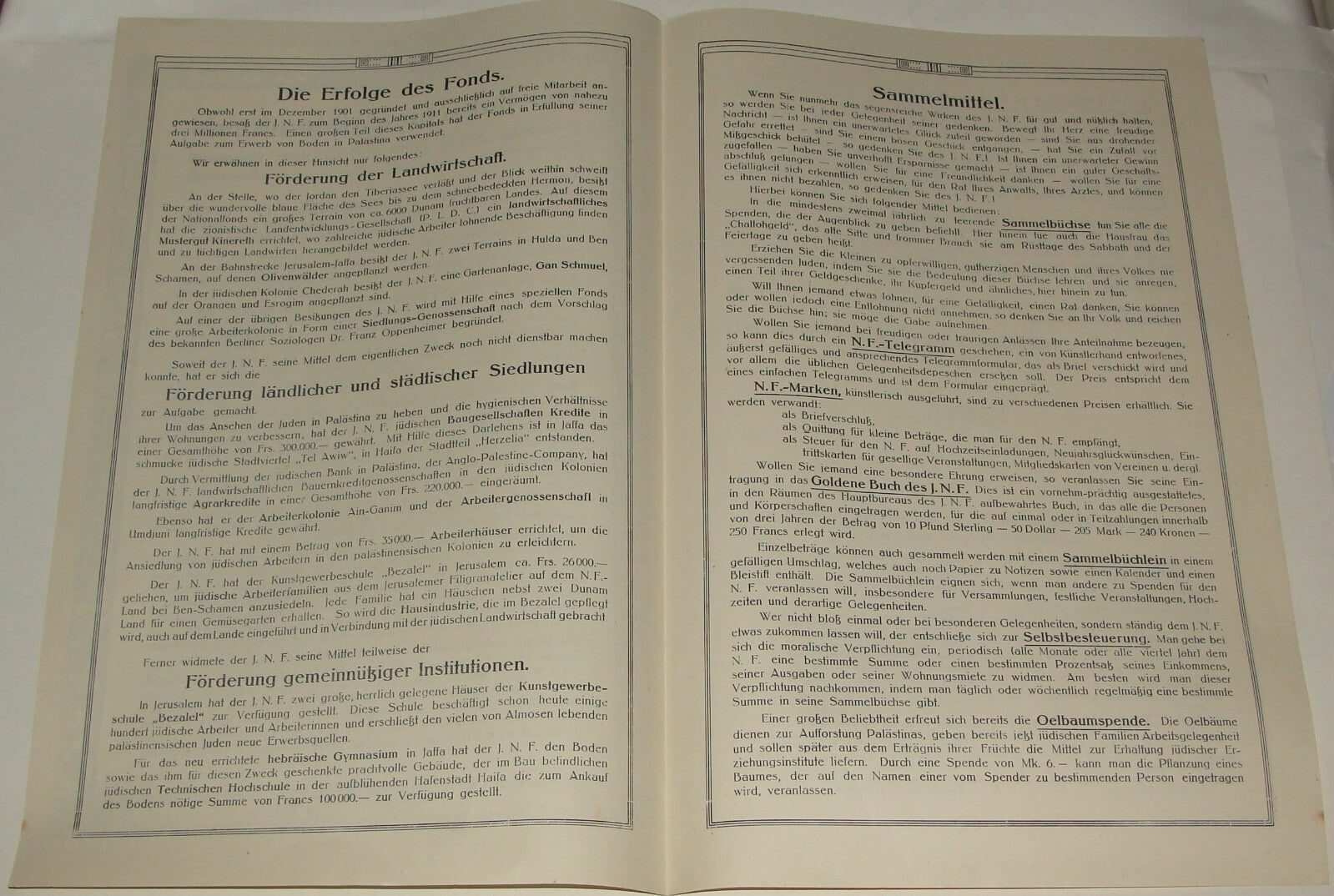 Germany National Fund Jewish RARE Judaica 1912 German Info Leaflet Zionist Koln