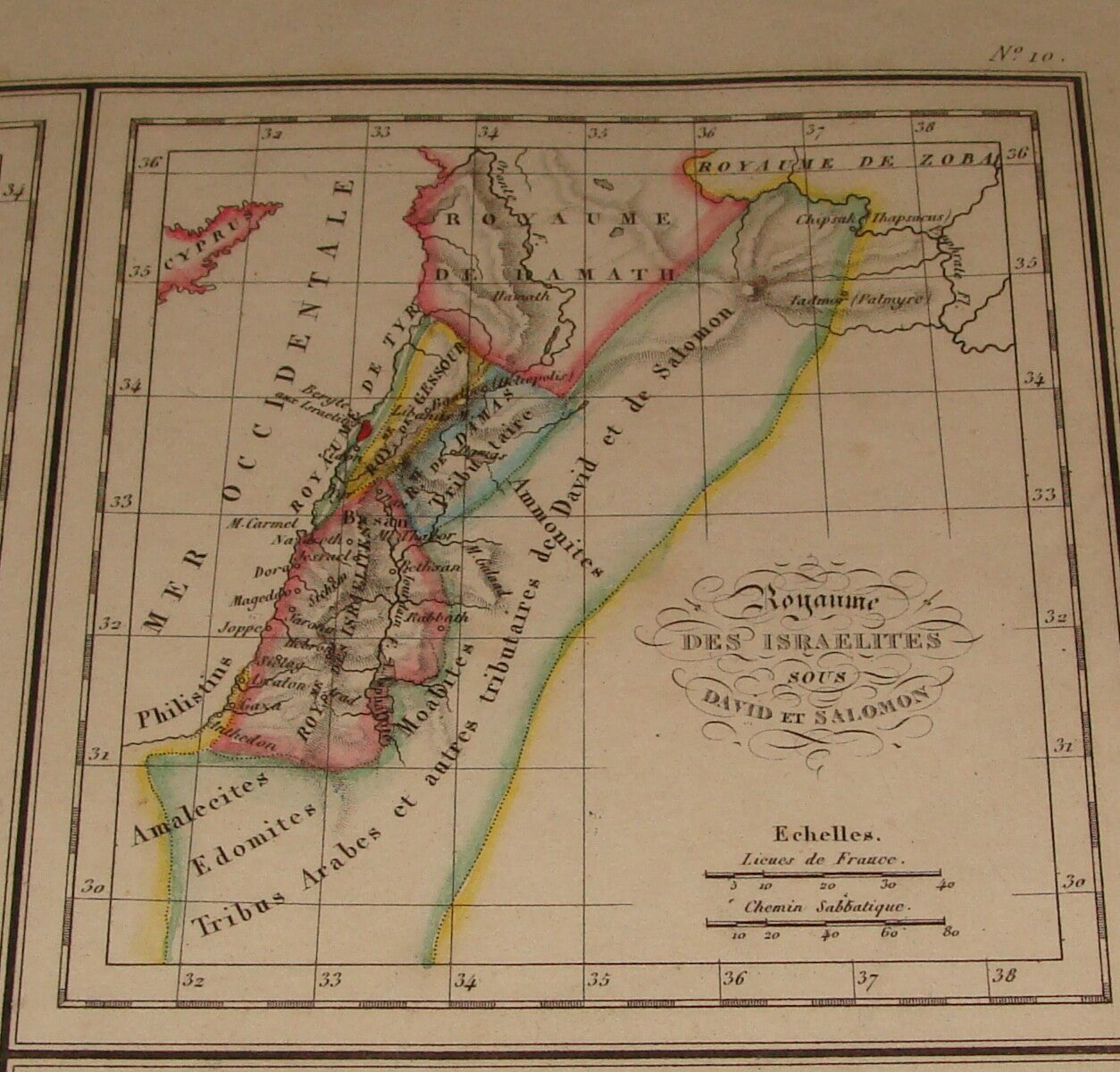 Map Palestine ANTIQUE c. 1837 Malte Brun Israel Biblical Tribes Bible Engraved