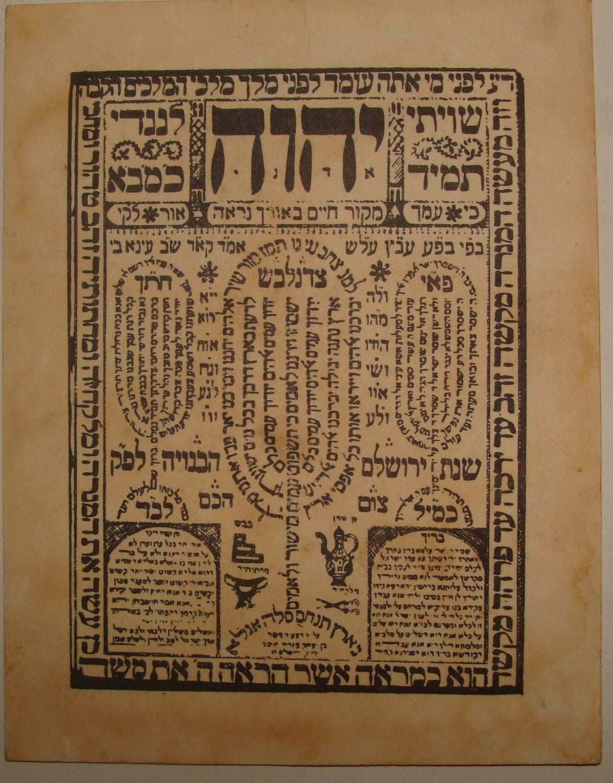 Paper Jewish Judaica Shiviti Prayer Amulet Mascot