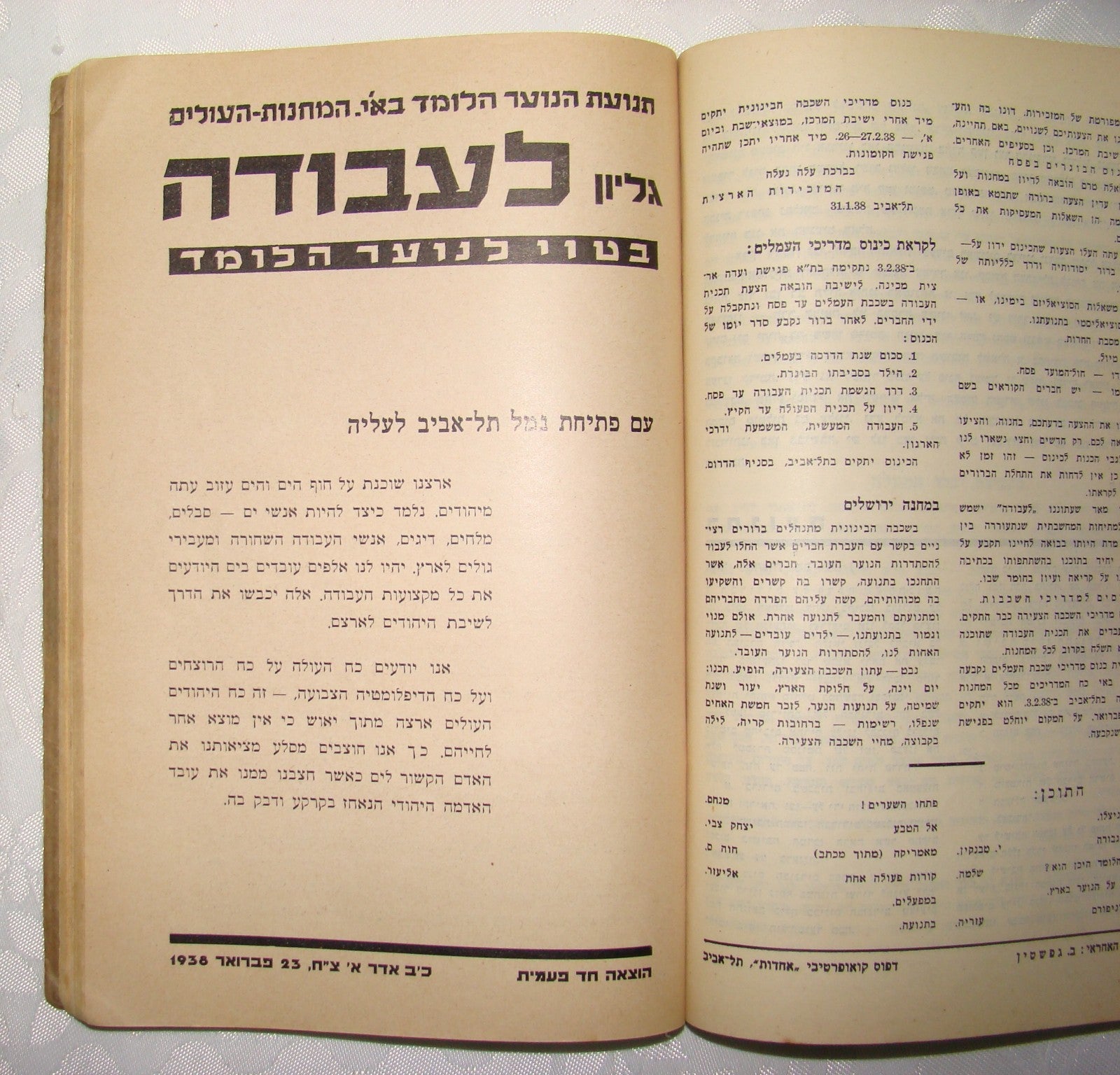 Booklet Palestine Jewish Judaica 1937 Israel Hebrew Youth Movement Zionist