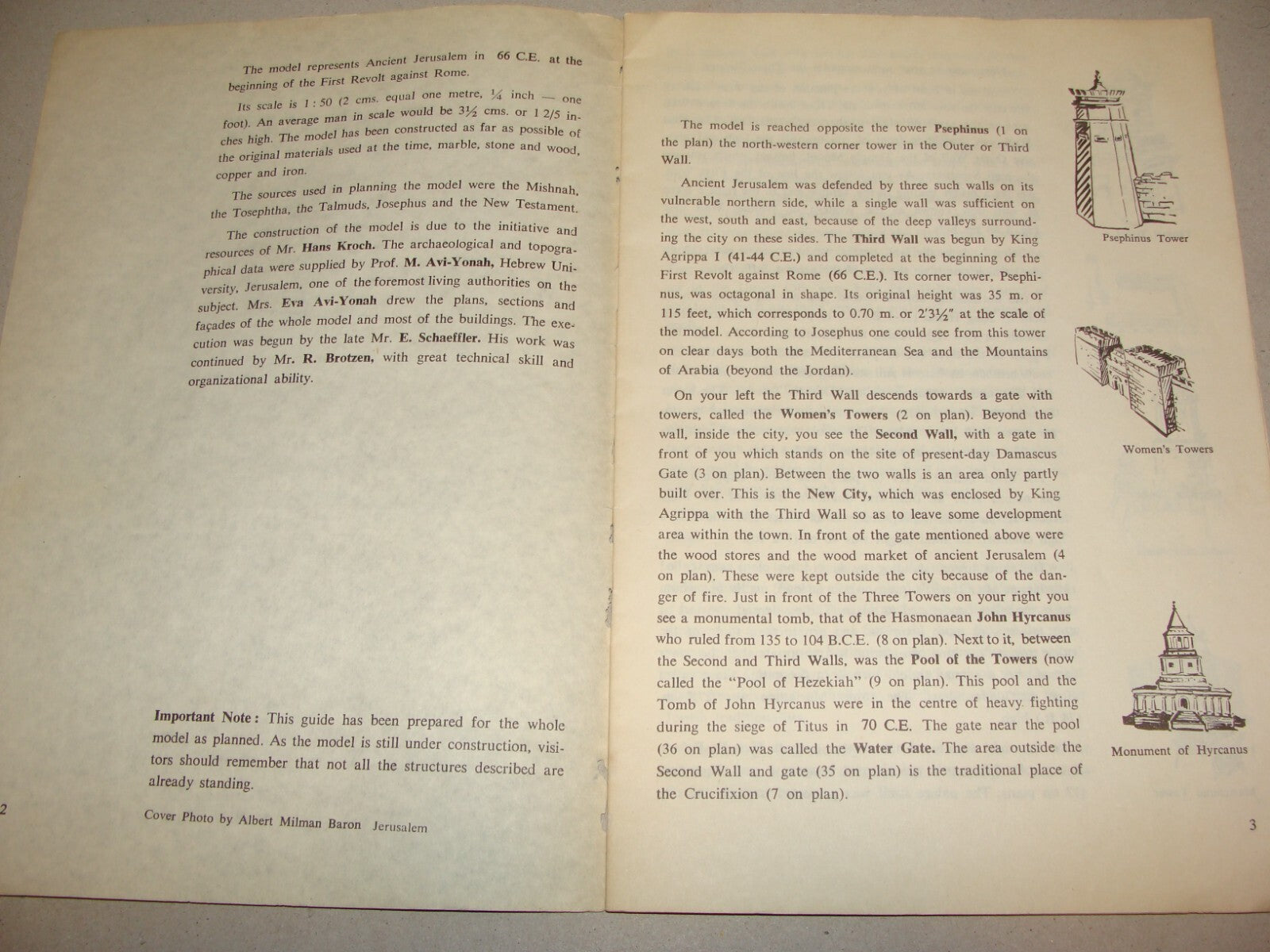 Map Jewish Judaica 1960s Israel Israeli ANCIENT JERUSALEM Guide English Photo