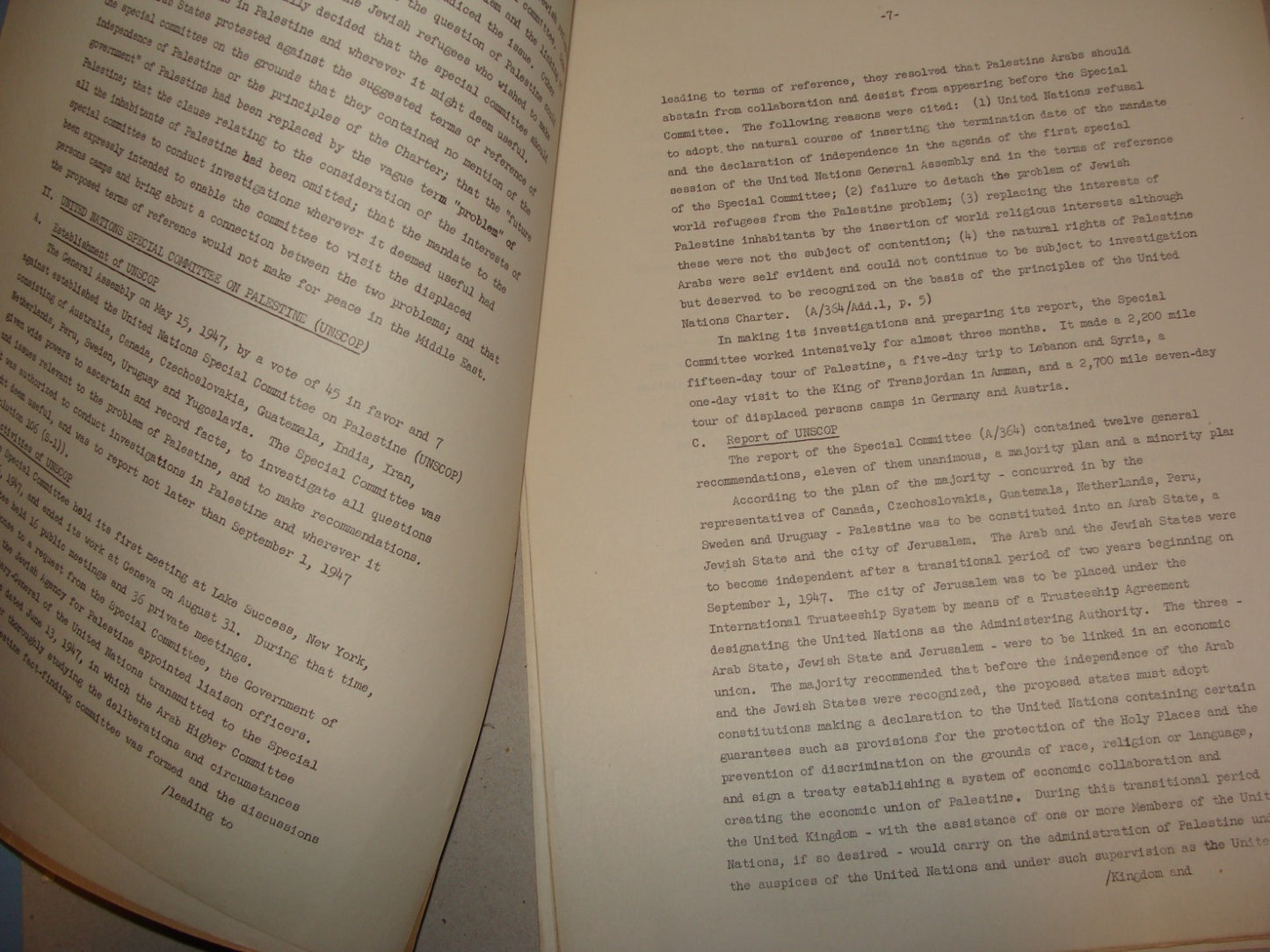 Report Palestine 1949 United Nations General Assembly Israel Jewish Arab War