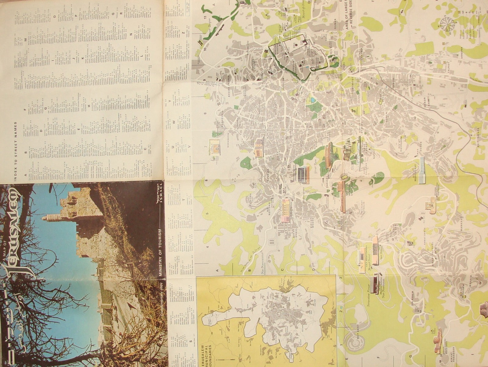 Map Jewish Judaica 1969 Israel Hebrew JERUSALEM Post Six Day War Color Guide