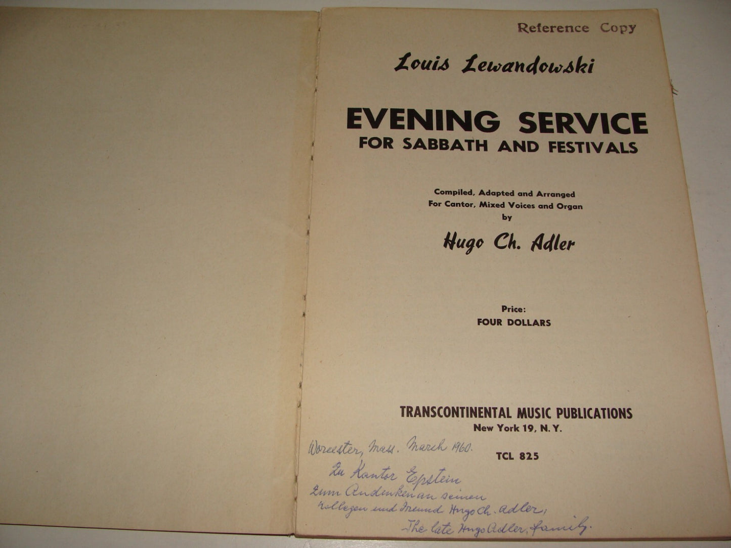 $ Book Jewish American Judaica 1958 Evening Service Sabbath Festivals Songs Tabs
