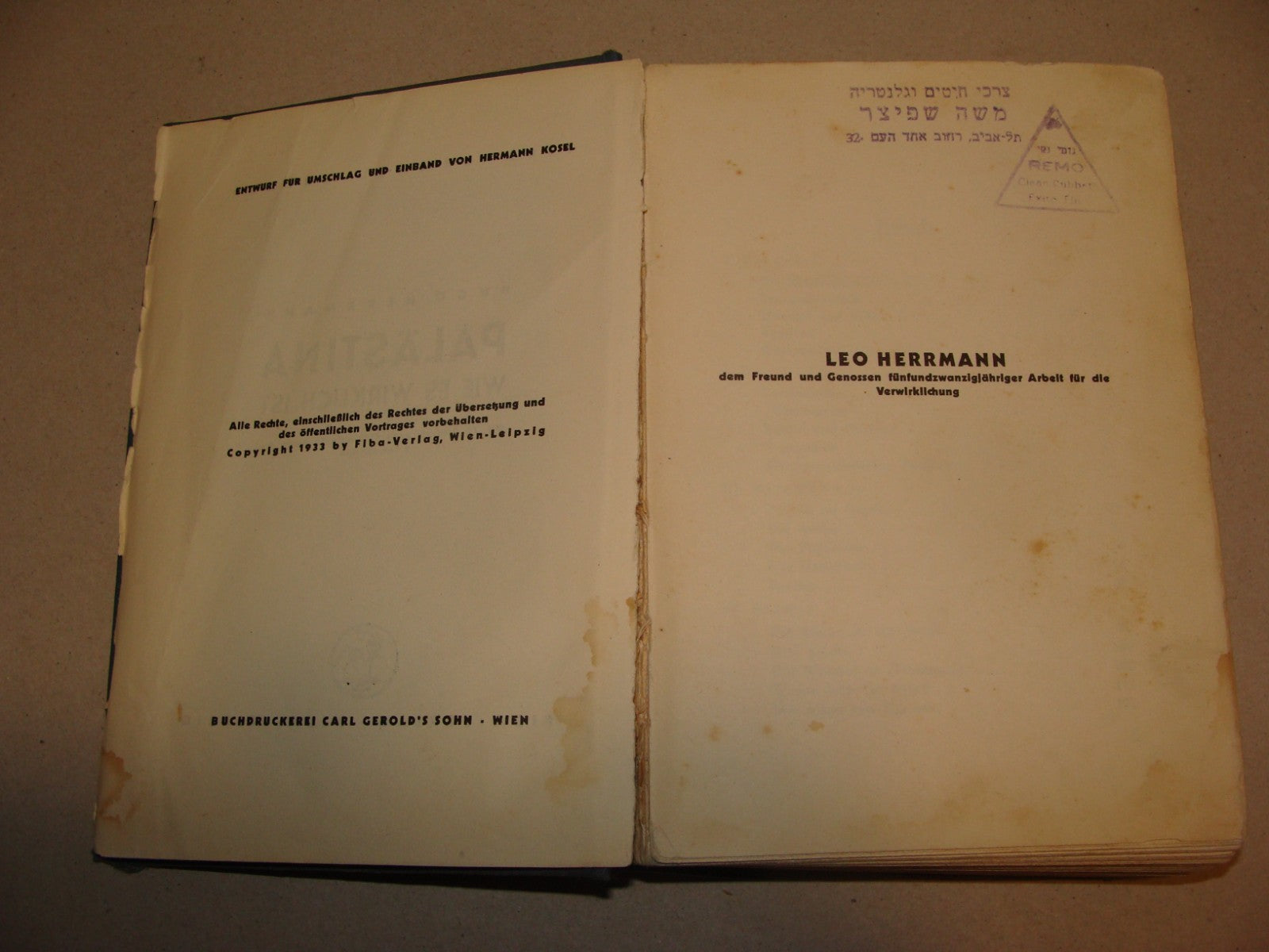 Germany Book Jewish 1933 PALESTINE Israel Hugo Herrmann Zionist Pioneers German