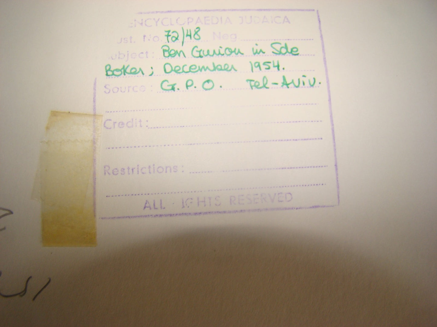 Pol Jewish Israel 1st Prime Minister David Ben Gurion Press Photo 1954 Sde Boker