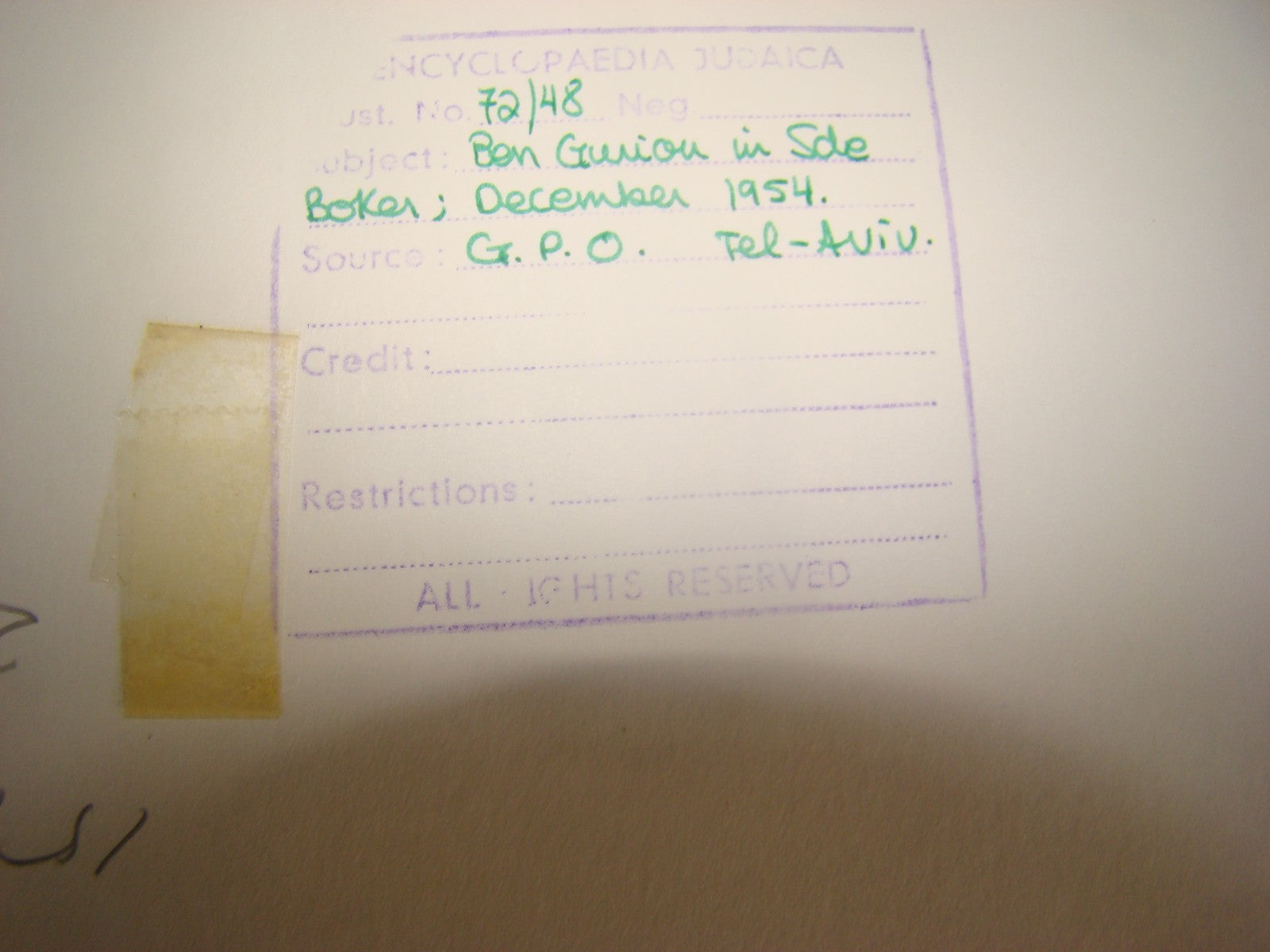 Pol Jewish Israel 1st Prime Minister David Ben Gurion Press Photo 1954 Sde Boker