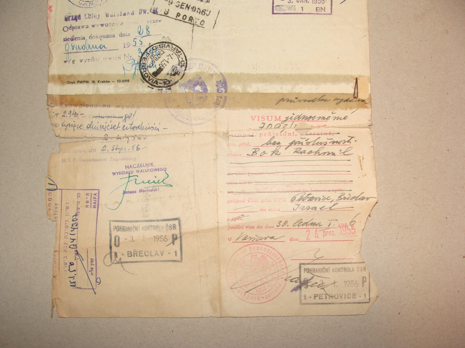 Card Jewish Judaica 1950s Poland Identity Passport Israel Consul Consulate Visa