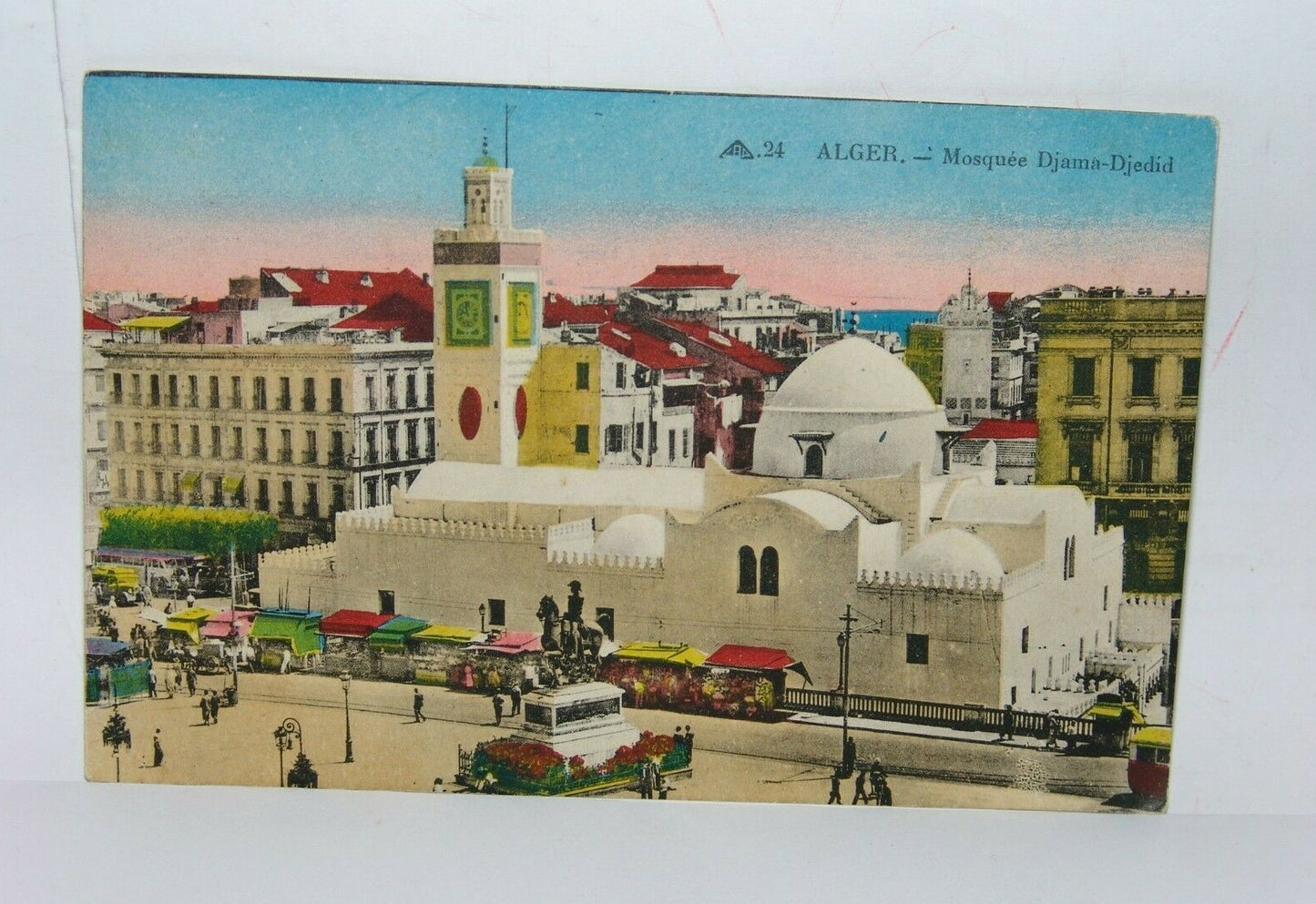 colonial France French Algeria Djama’a al Djedid Mosque paint postcard 1942