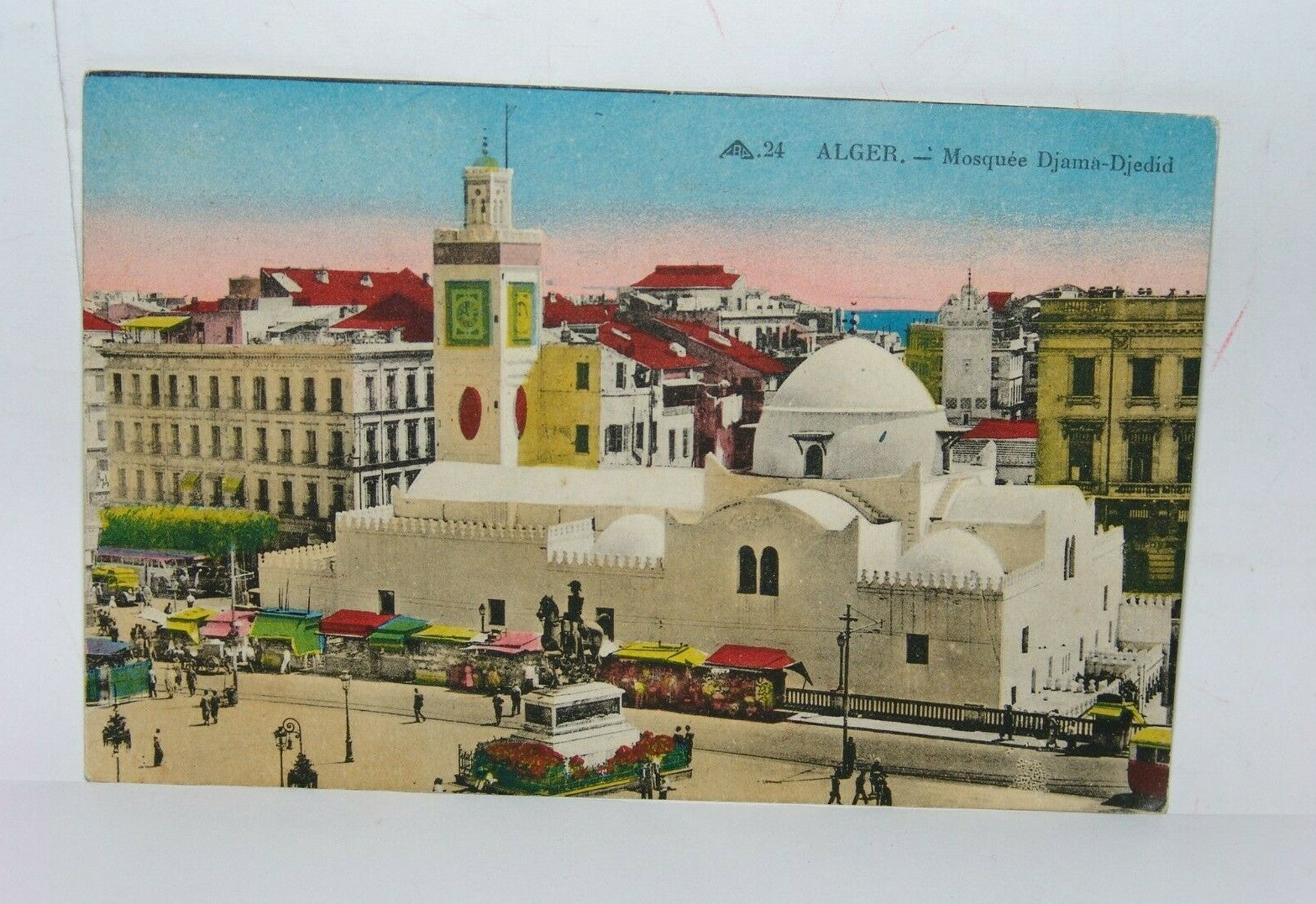 colonial France French Algeria Djama’a al Djedid Mosque paint postcard 1942
