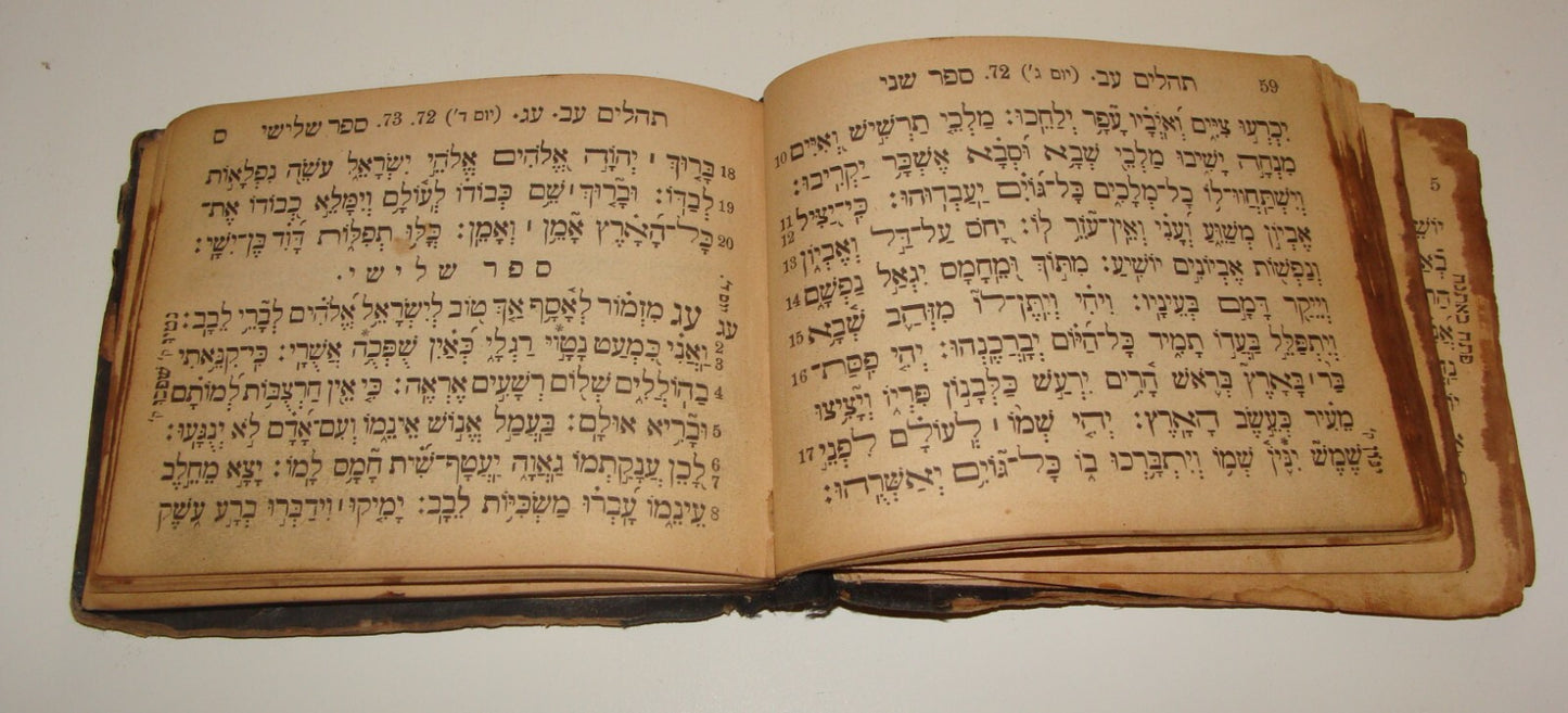 Book Jewish Judaica Rabbi Tehilim Psalms Rodelheim ? Hebrew Pocket Size