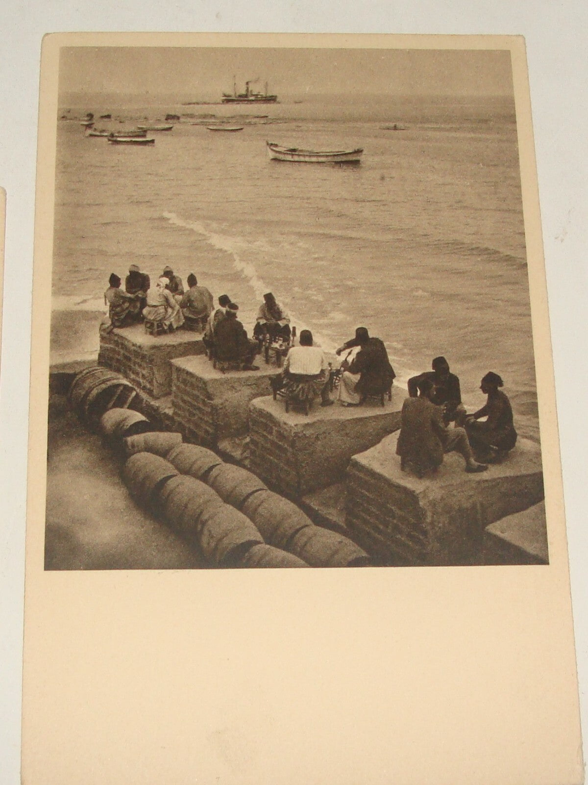 $ Photo Palestine Card 1930s Israel JAFFA Postcard x2 Arab Coffee Restaurant