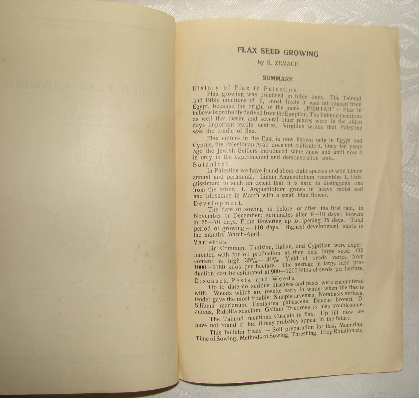 Book Jewish Hebrew Palestine Israel 1928 Agriculture Zionist Settlement Company