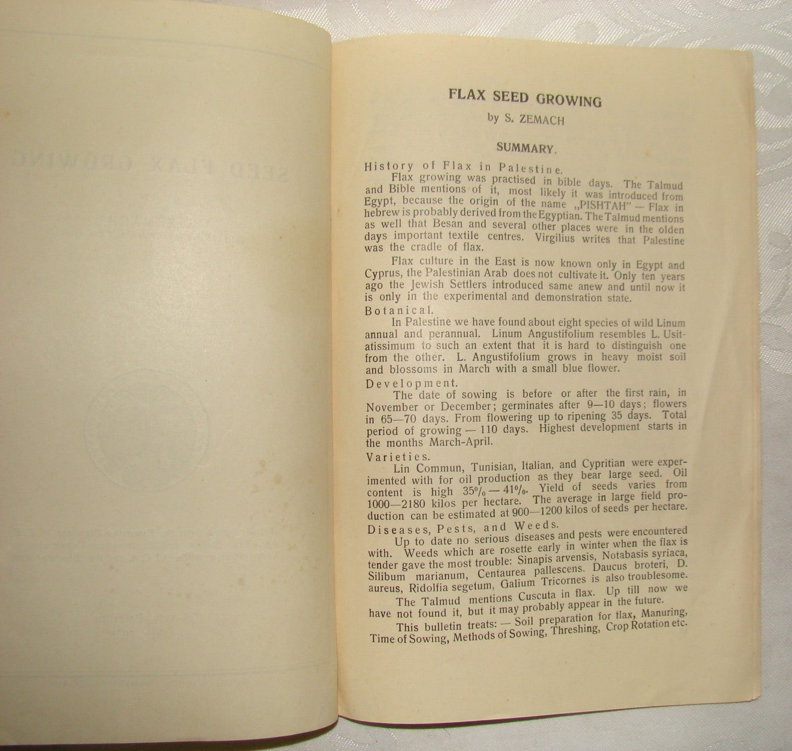 Book Jewish Hebrew Palestine Israel 1928 Agriculture Zionist Settlement Company