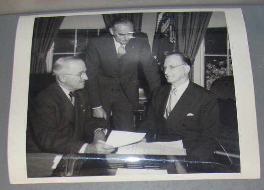 press photo White house USA president Harry Truman Italy premier De Gasperi
