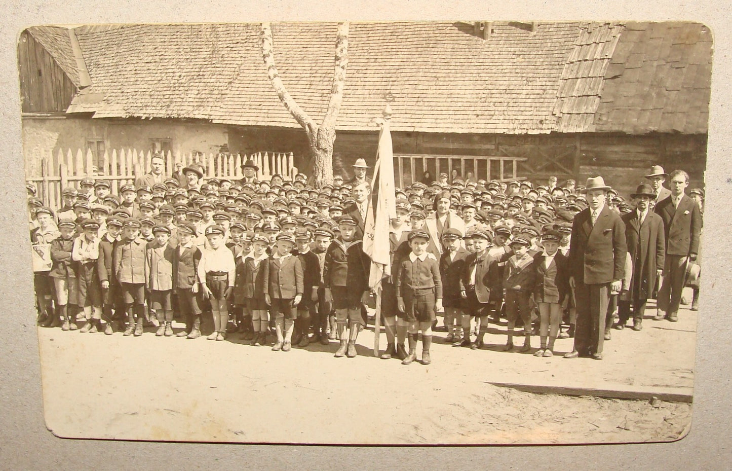 Photo Jewish Card Judaica 1930s Poland Hebrew Zionist School Kids Children
