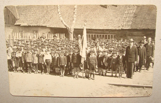 Photo Jewish Card Judaica 1930s Poland Hebrew Zionist School Kids Children