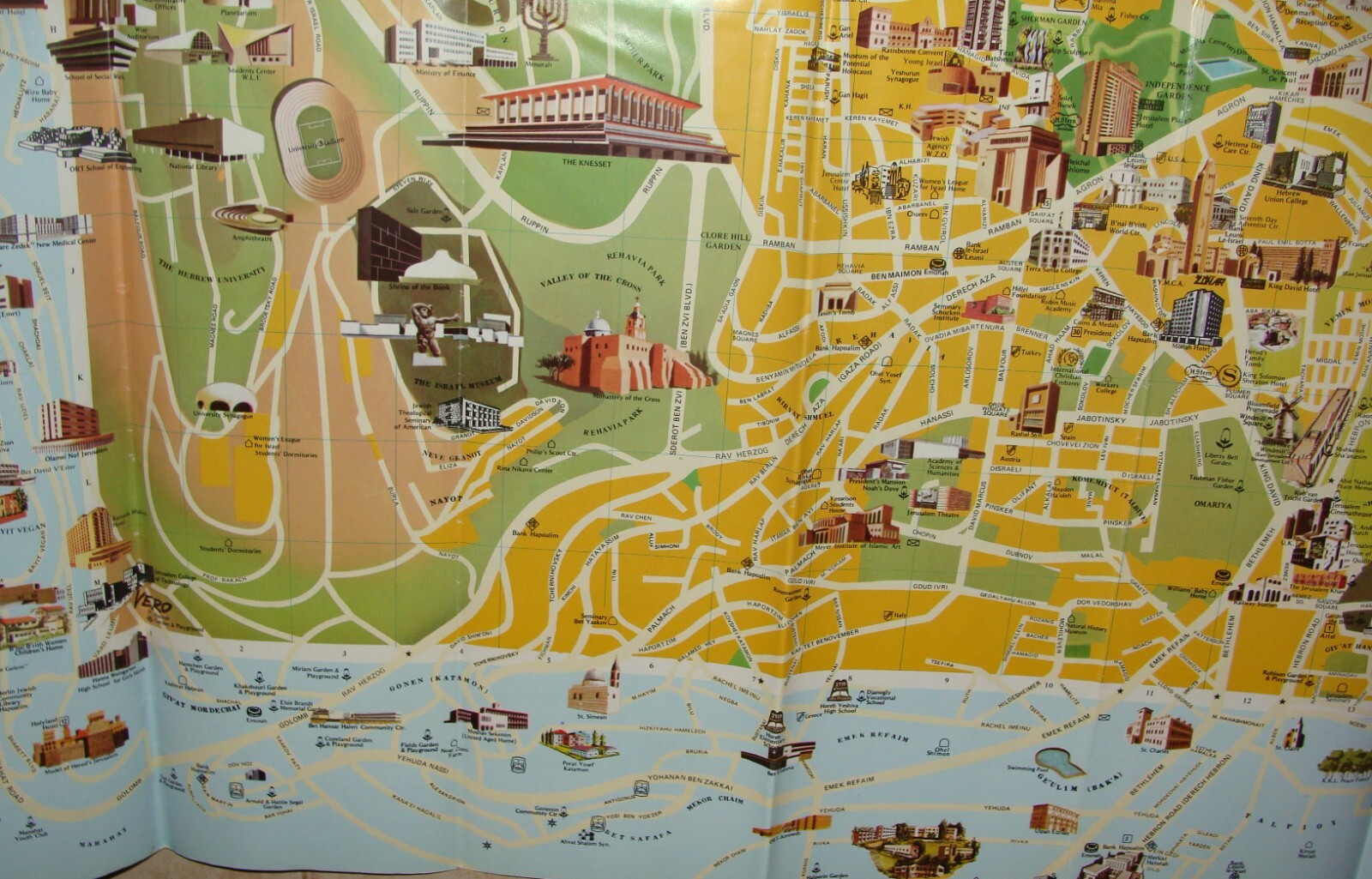 Map Jewish Judaica Israel JERUSALEM Pictorial Amir Publishing 1982 Guide