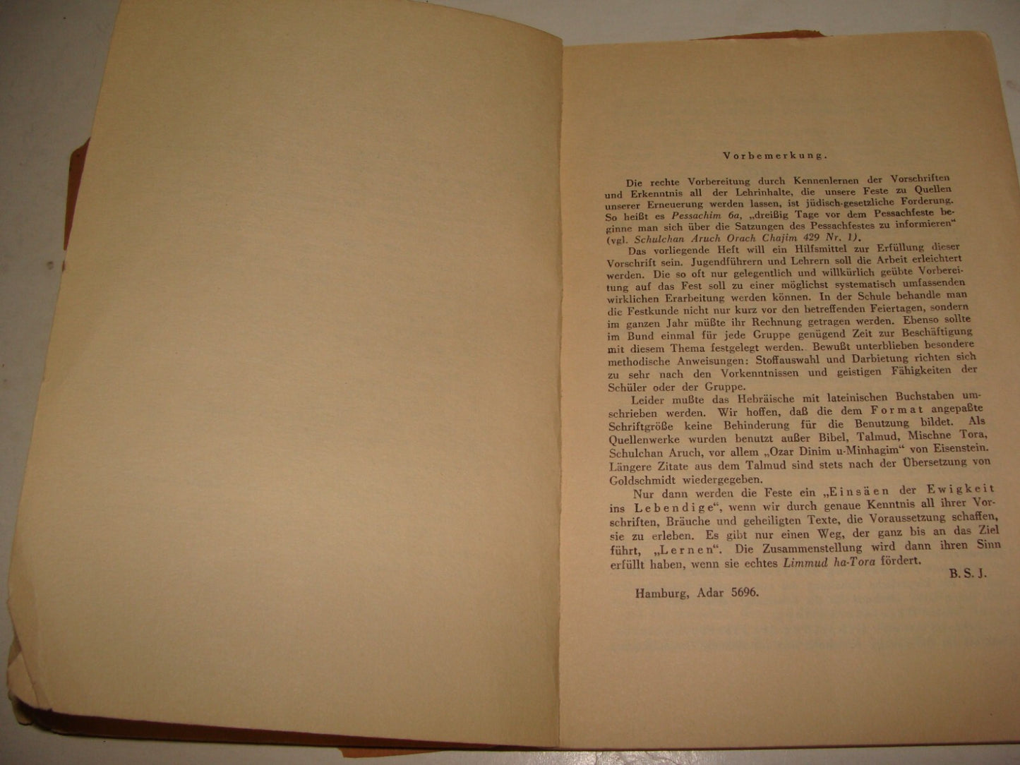 Germany Book Jewish Judaica 1936 Passover Pesach Zionist Youth Torah German