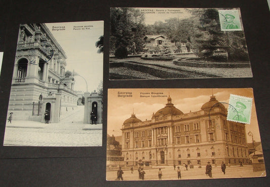 1911 Russia Russian Serbia Belgrade Photo Postcard Stamp x3