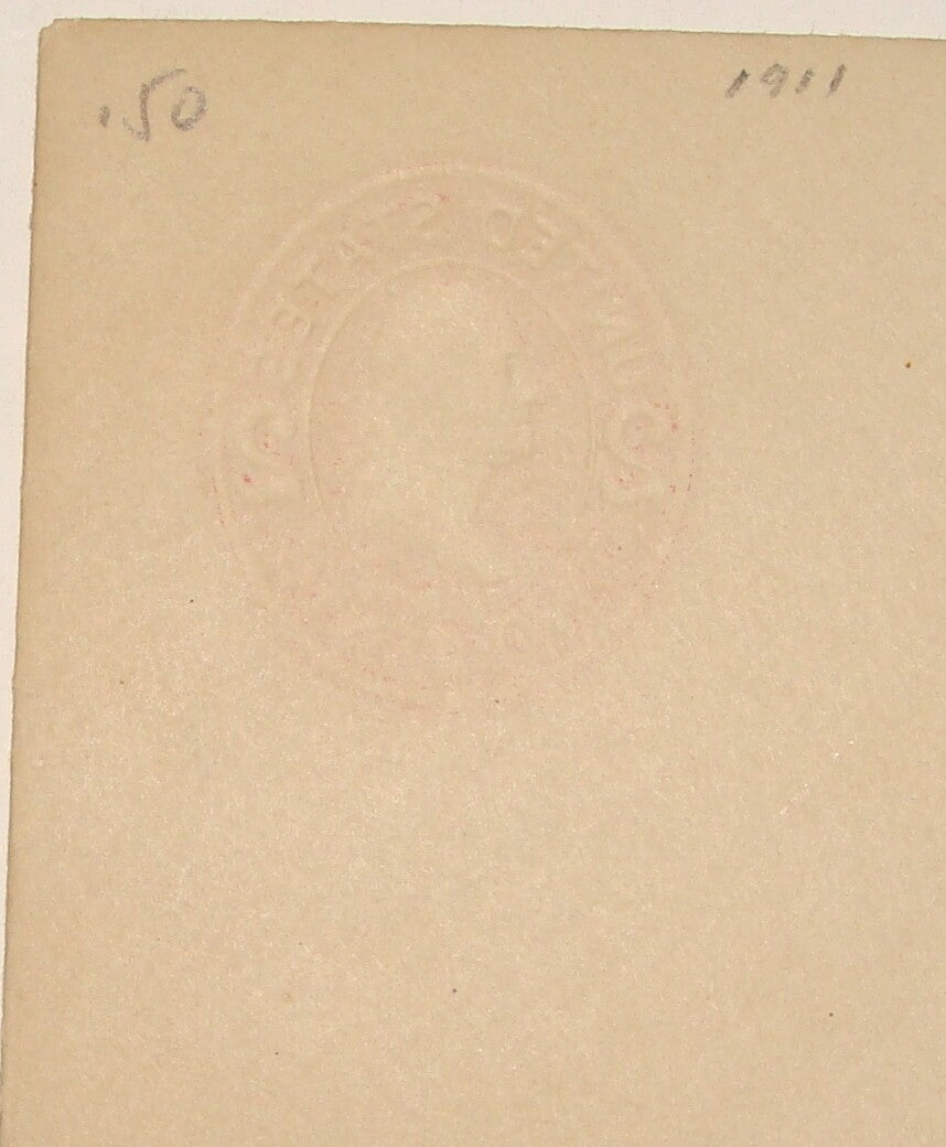 1911 UNITED STATES Two Cents Cover Stamp Stationary Reverse Inside Out