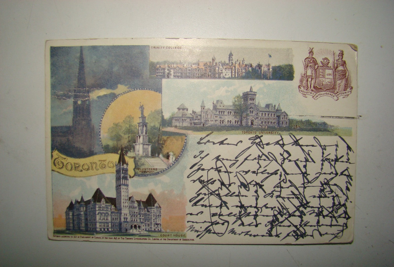 Antique 1900 Canada Postcard Toronto Court House Color University Trinity