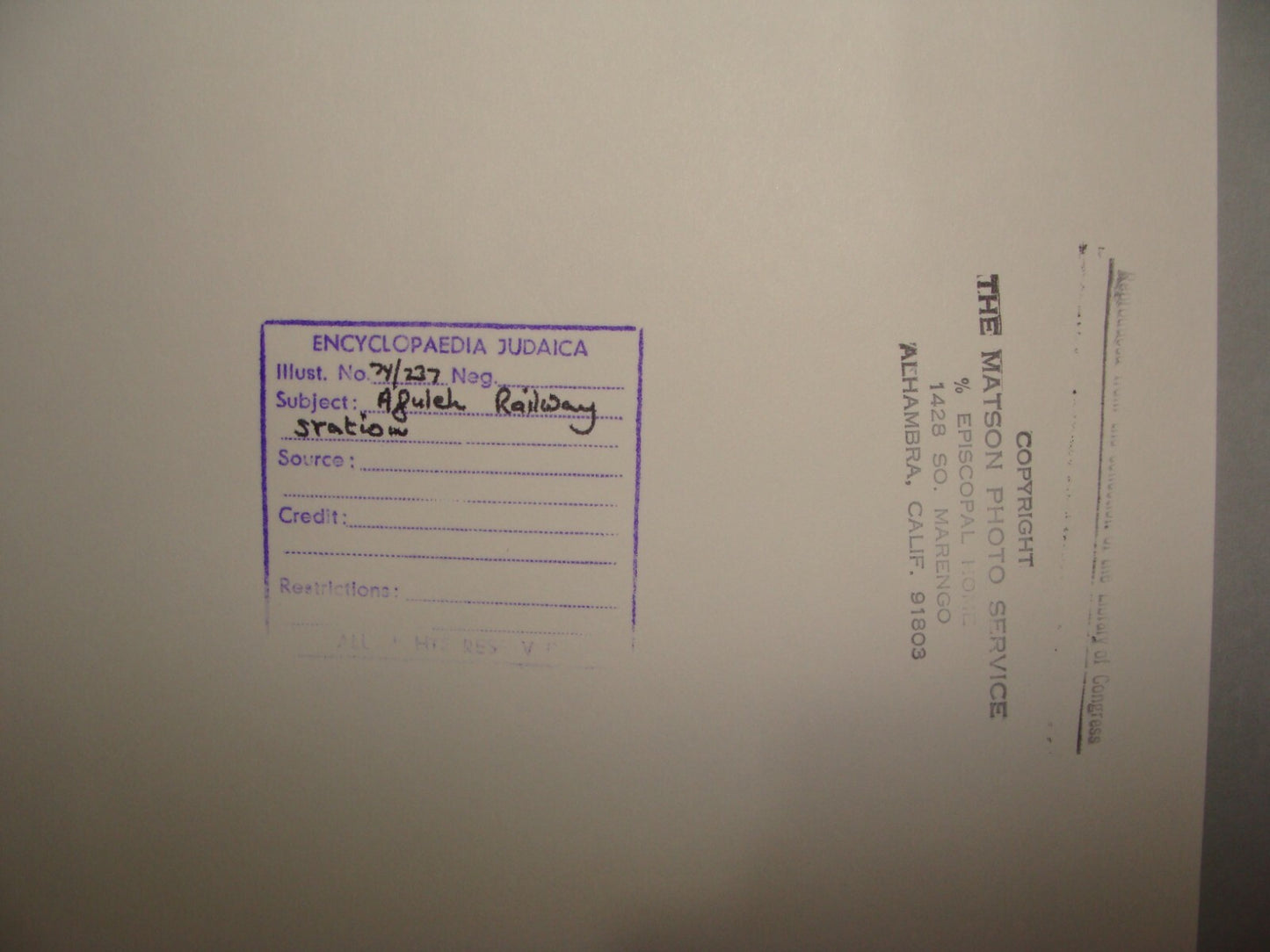 Photo Print, Ottoman Palestine Israel Afula Railway Train Station MATSON 1900s