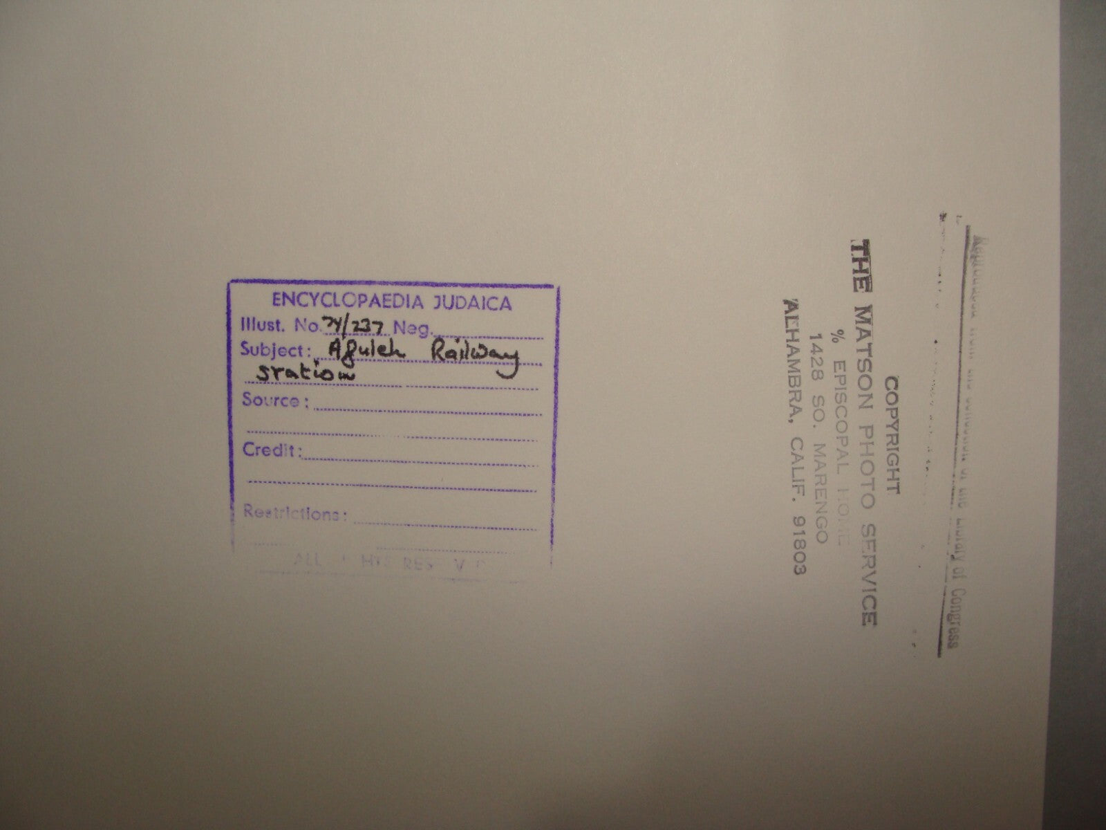 Photo Print, Ottoman Palestine Israel Afula Railway Train Station MATSON 1900s