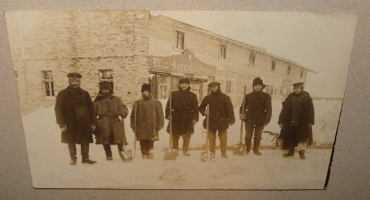 Germany WWI ? German ? Poland ? Army Military Photo Postcard MERKETENDEREI Snow