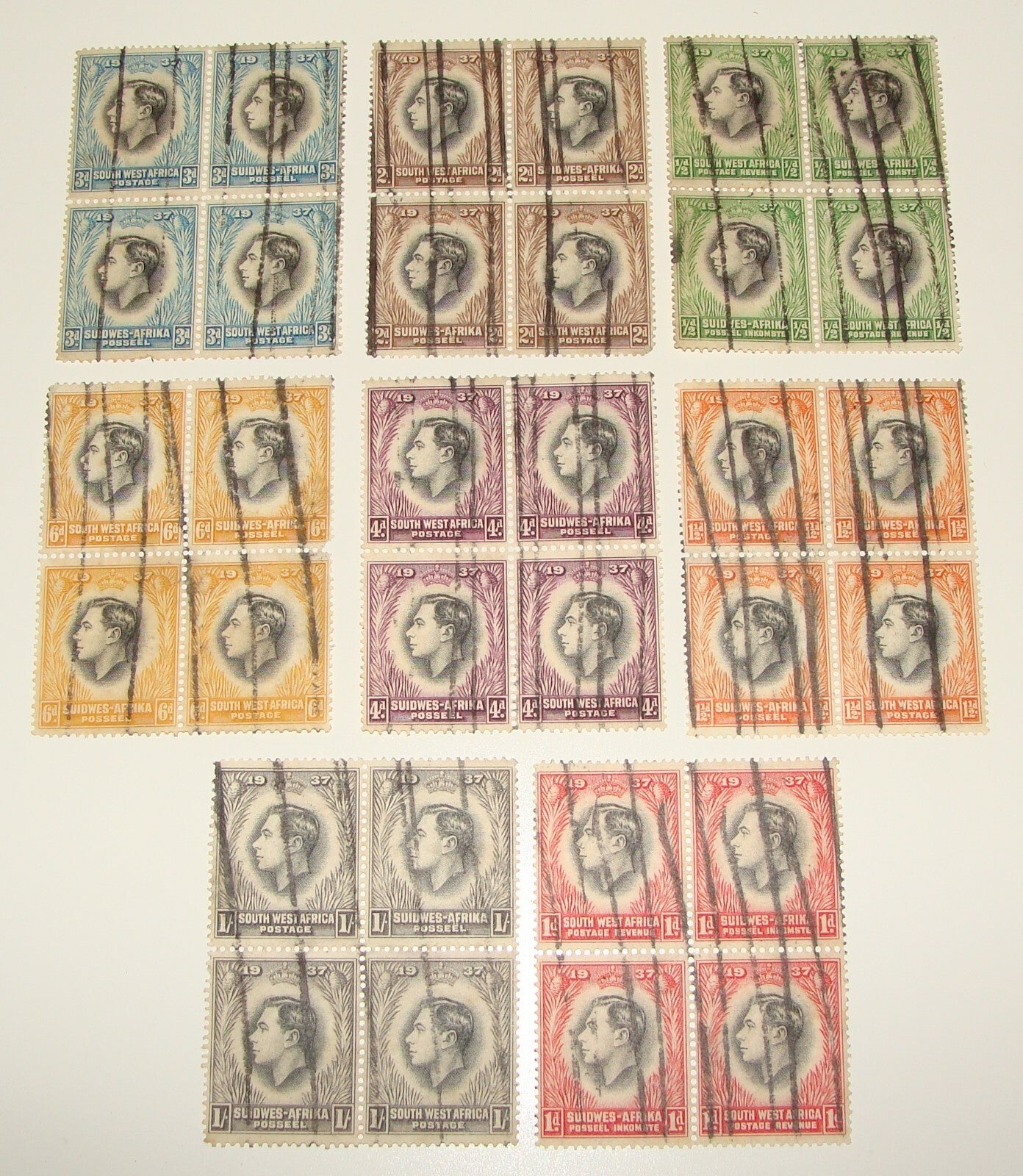 SOUTH WEST AFRICA George VI 1937 Coronation Set Stamp Block SG97/104