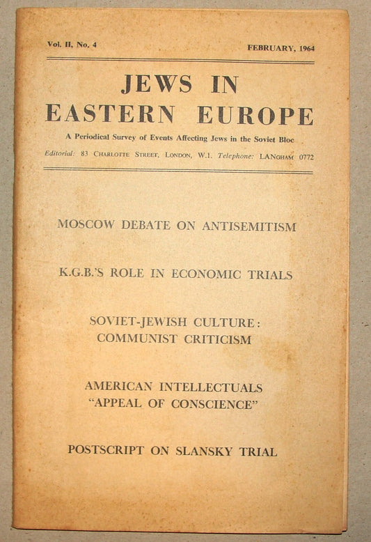 Bulletin Jewish Judaica 1964 Russia Russian Soviet Jews East Europe Antisemitism