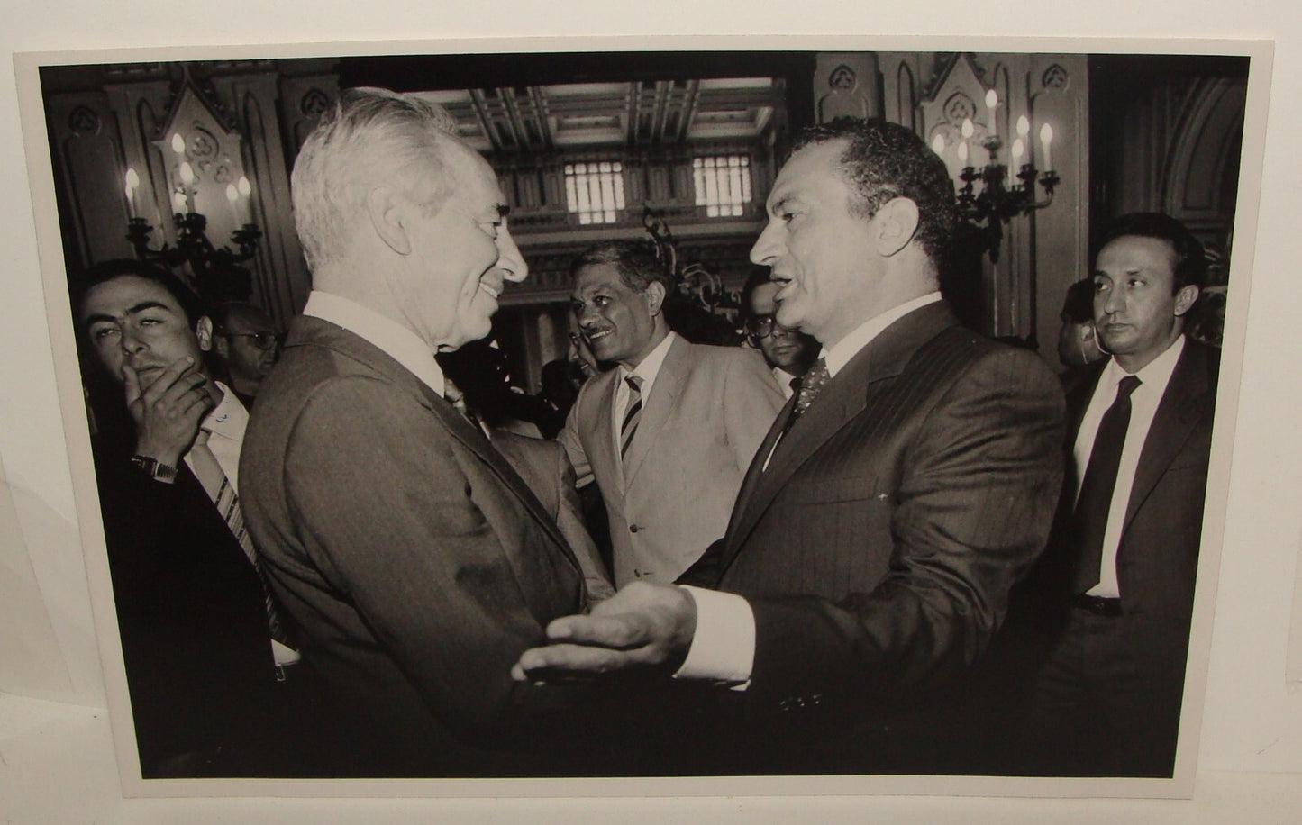 Pol Press Photo Israel Prime Minister Shimon Peres Egypt President Mubarak 1986
