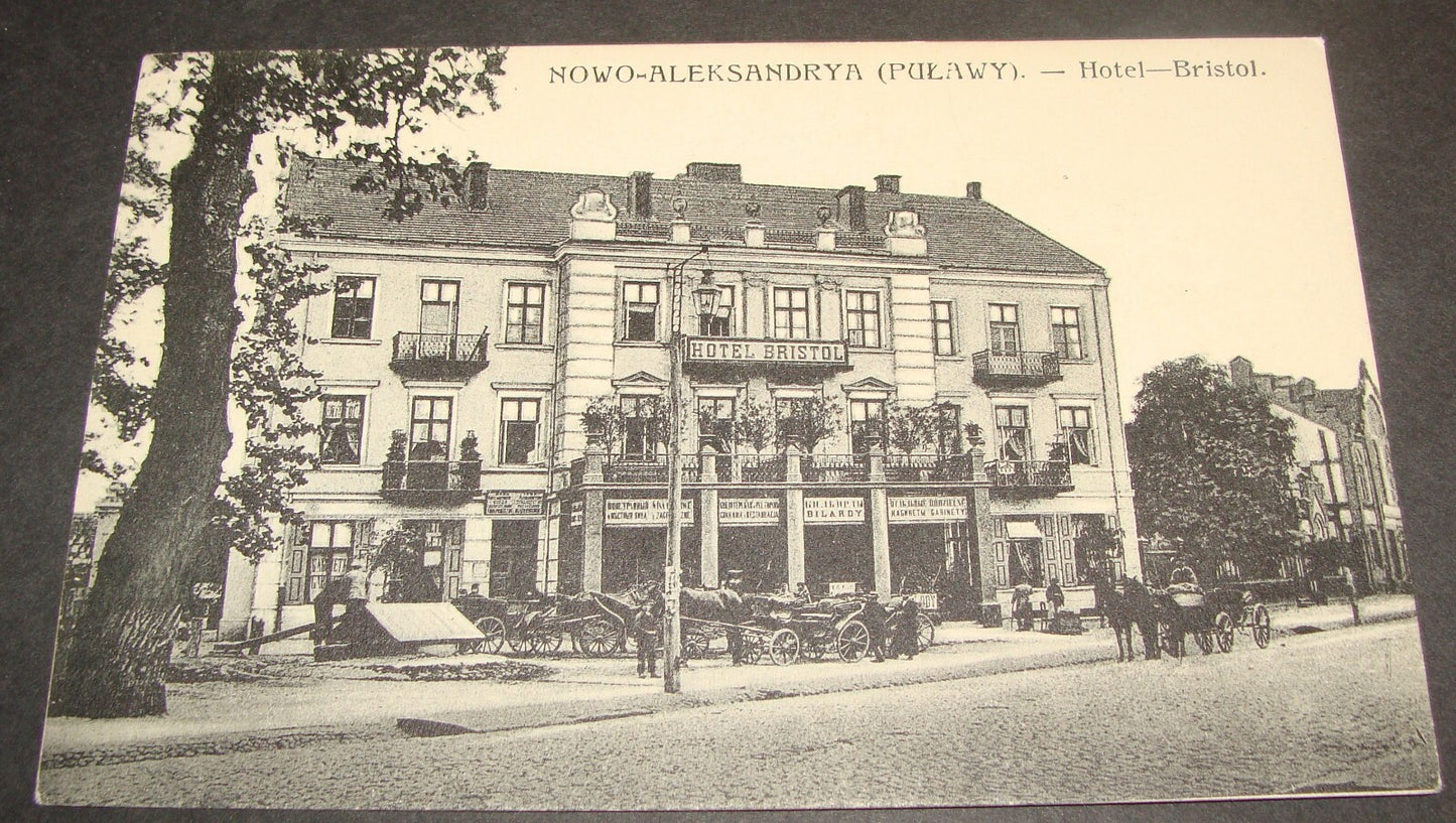 1910 Poland Nowo Aleksandria Pulawy Photo Postcard Stamp Hotel Bristol
