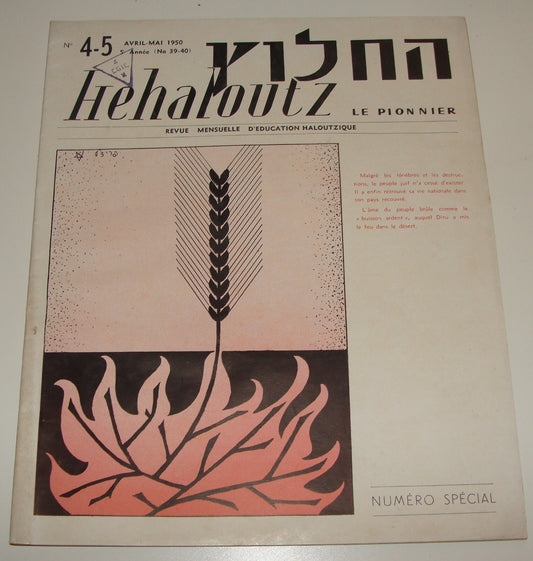 Bulletin Jewish Judaica 1950 France Paris Zionist HEHALOUTZ Zionist Israel