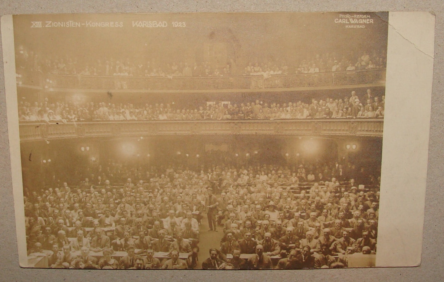 Photo Jewish Card 1923 Zionist Congress Postcard Karlsbad Carlsbad