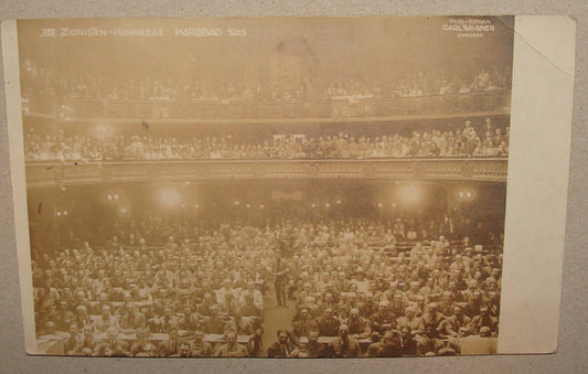 Photo Jewish Card 1923 Zionist Congress Postcard Karlsbad Carlsbad