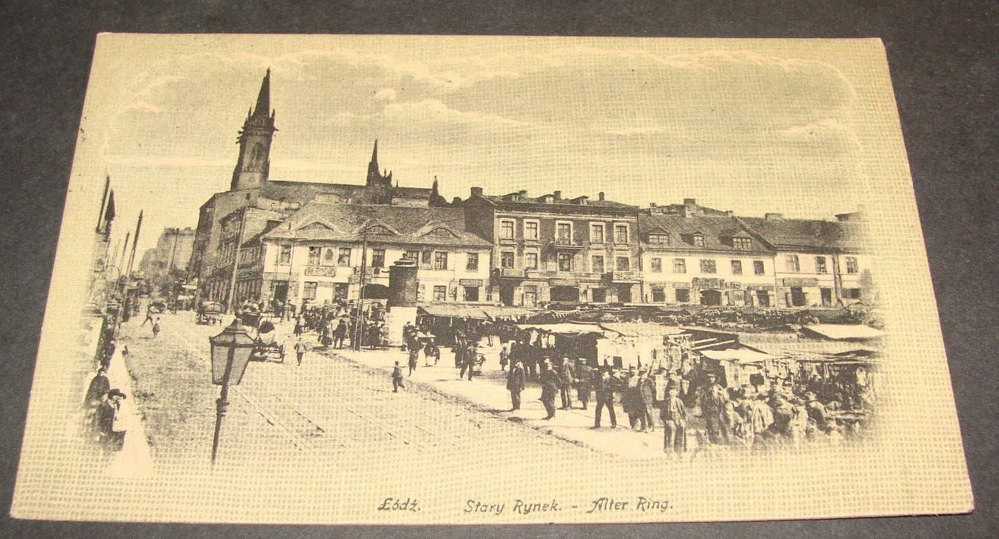 1919 Poland Lodz Photo Postcard Stamp Stary Rynek