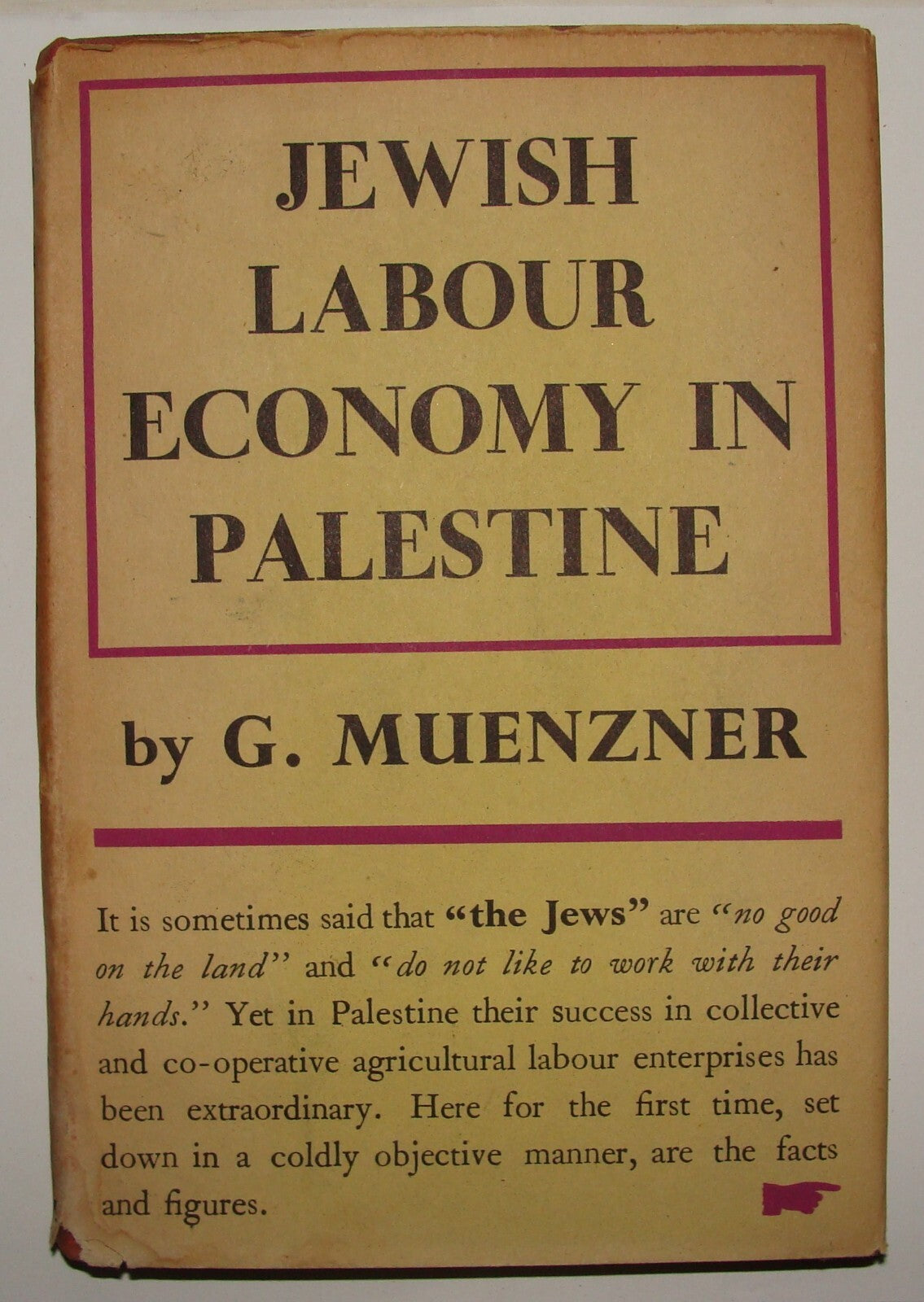 Book Jewish Judaica 1945 Labour Economy In Palestine Muenzner England London